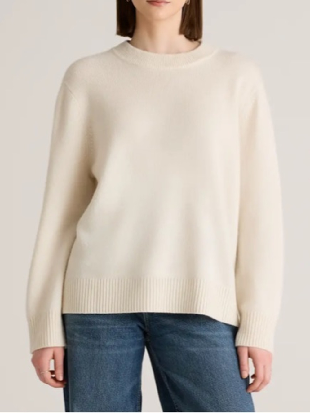 QUINCE Mongolian Cashmere Oversized Crewneck Sweater in Ivory sz M